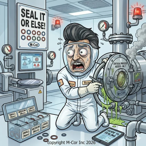 Technician responding to an encapsulated O-ring seal failure in a production environment